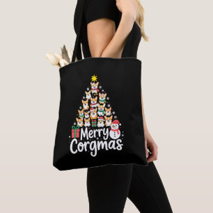 Tote Bag Joyeux Corgmas Noël Corgi Chien Arbre Bonhomme de