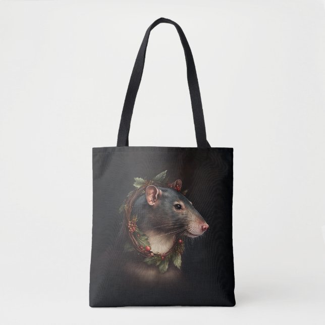 Tote Bag Joyeux et festif Rat d'animaux de compagnie vacanc (Devant)
