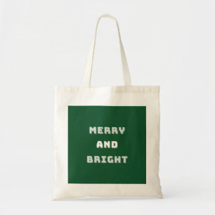 Tote Bag Joyeux et lumineux, Art de Noël vert, Vacances