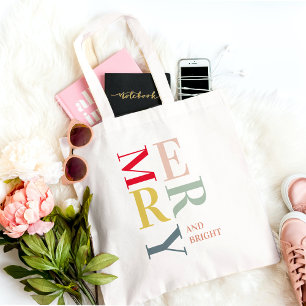 Tote Bag Joyeux et lumineux coloré moderne   Joyeuses fêtes