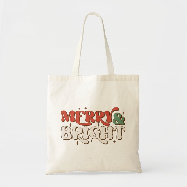 Tote Bag Joyeux et lumineux Noël rétro (Devant)