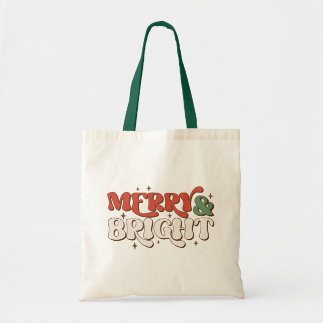 Tote Bag Joyeux et lumineux Noël rétro (Devant)