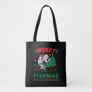 Tote Bag Joyeux Fish Noël Papa Pêcheur Poisson Pêche Noël