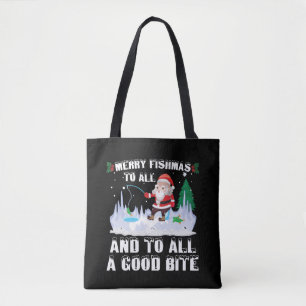 Tote Bag Joyeux Fishmas Poisson Drôle Pêcheur Noël