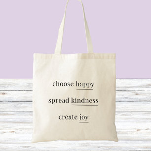 Tote Bag Joyeux, gentillesse, joie - affirmations quotidien