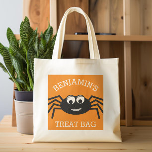Tote Bag Joyeux Halloween avec le nom mignon Spider Treat