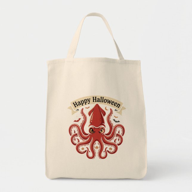 Tote Bag Joyeux Halloween Calmar Géant (Devant)