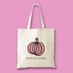 Tote Bag Joyeux Halloween Citrouille Rose