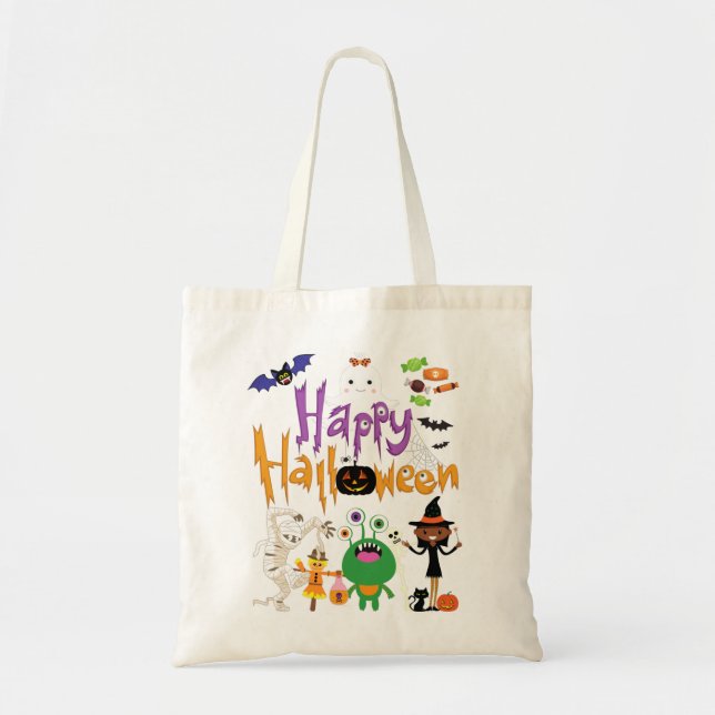 Tote Bag Joyeux Halloween Enfants mignonnes et Éffrayants (Devant)