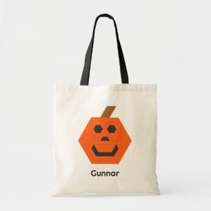 Tote Bag Joyeux Jack-o-Lantern Black Name Trick-or-Treat