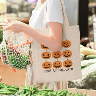 Tote Bag Joyeux Jack-O'-Lanterns Hyped for Halloween