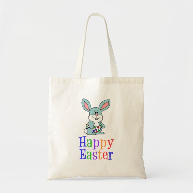 Tote Bag Joyeux lapin en caricature de Pâques (Devant)