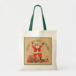 Tote Bag Joyeux Noël à tous ! Père Noël vintage