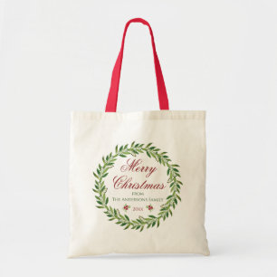 Tote Bag Joyeux Noël Aquarelle famille Wreath