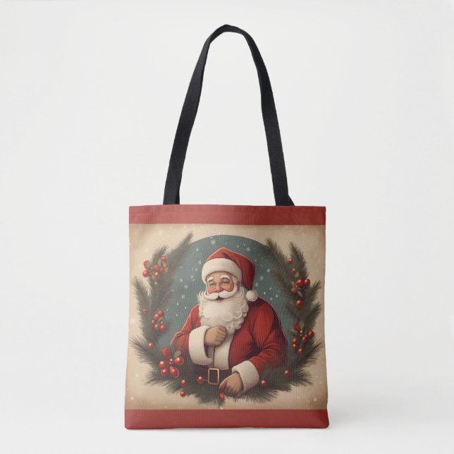 Tote Bag Joyeux Noël avec le Père Noël (Devant)