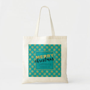 Tote Bag Joyeux Noël bleu or moderne - Budget Fourre-tout