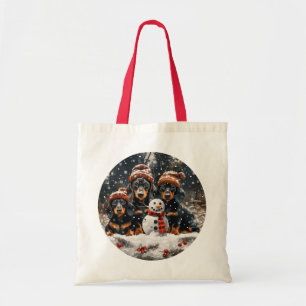 Tote Bag Joyeux Noël Chiens Chiens Snowman