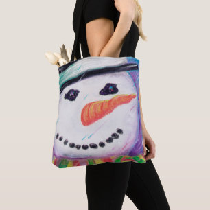 Tote Bag Joyeux Noël coloré Snowman Carrot Nez