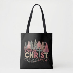 Tote Bag Joyeux Noël Croix Foi Jésus Histoire Chrétienne