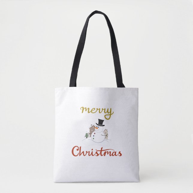 Tote Bag Joyeux Noël+Design Snowman (Devant)