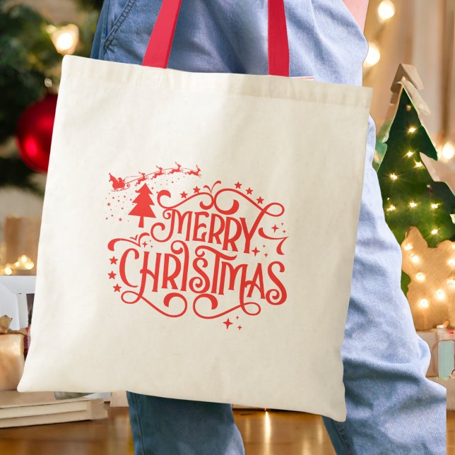 Tote Bag Joyeux Noël étoilé rouge (Créateur téléchargé)