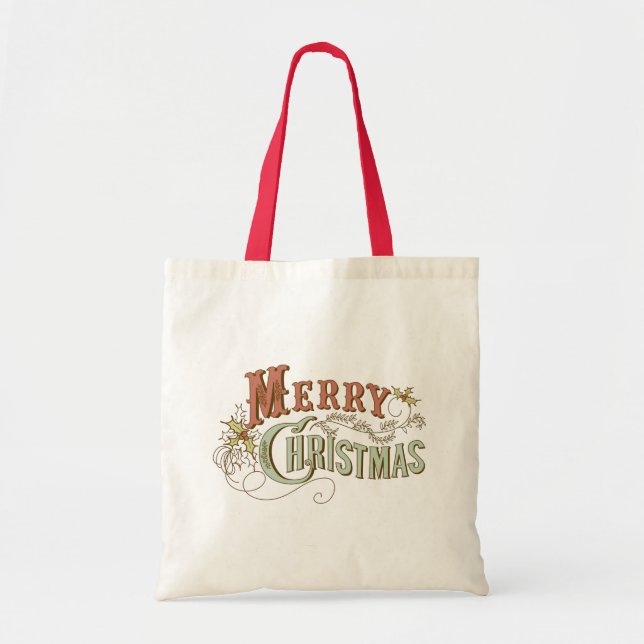 Tote Bag Joyeux Noël Fancy Design de texte (Devant)