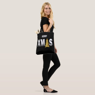 Tote Bag Joyeux Noël Gold Christmas Tree Design