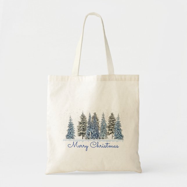 Tote Bag Joyeux Noël hiver Arbre (Devant)