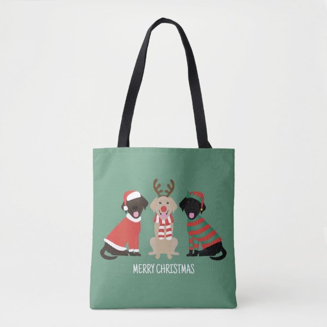 Tote Bag Joyeux Noël Labrador Retriever Dogs (Devant)