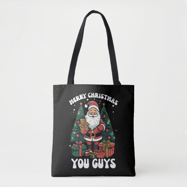 Tote Bag Joyeux Noël, les gars du Père Noël (Devant)
