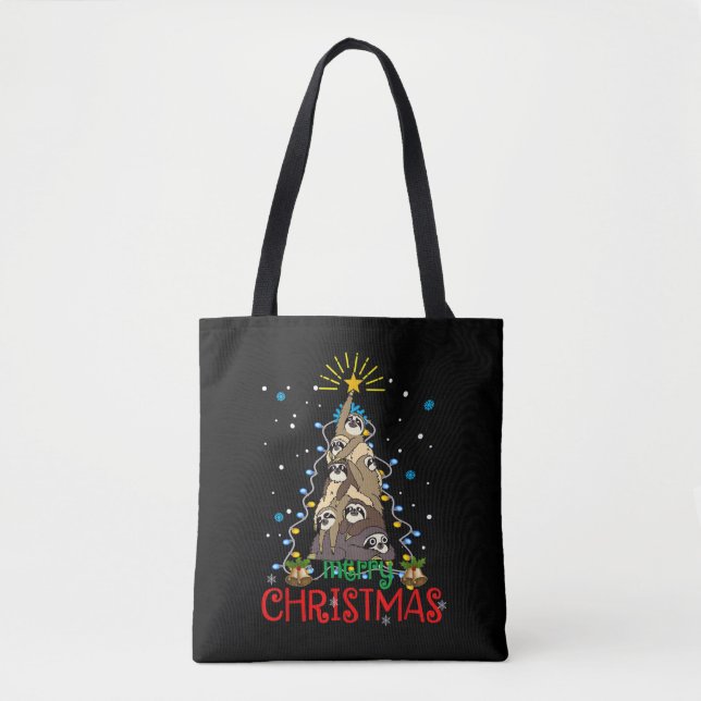 Tote Bag Joyeux Noël mignon Snowman toile imprimée (Devant)
