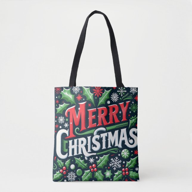 Tote Bag Joyeux Noël noir (Devant)