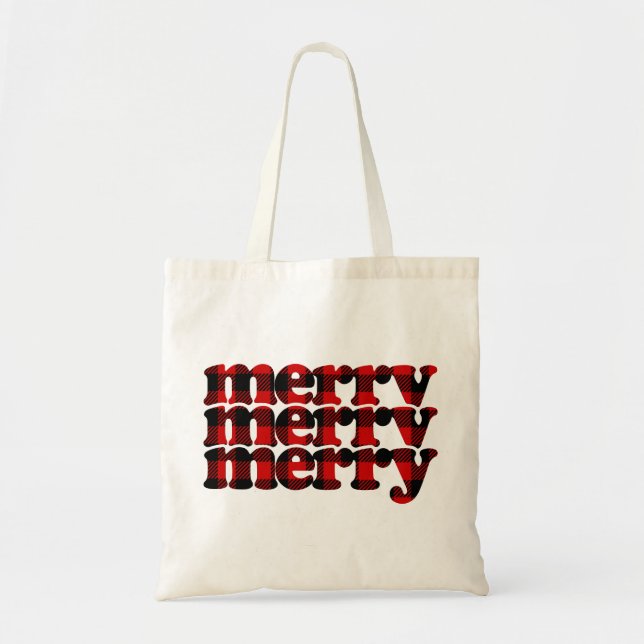 Tote Bag Joyeux Noël Plaid (Devant)