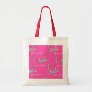 Tote Bag Joyeux Noël rose Rinder étincelant