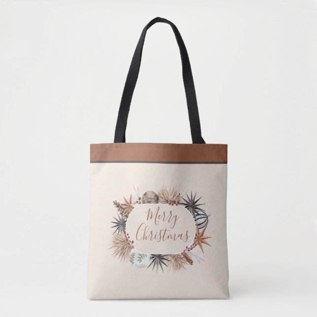 Tote Bag Joyeux Noël rustique (Devant)