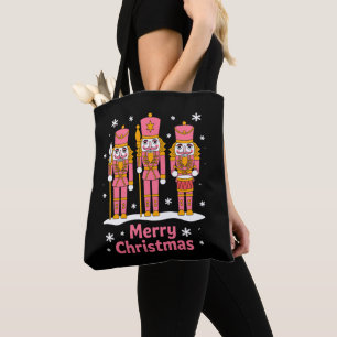 Tote Bag Joyeux Noël Soldats Casse-Noisette Flocon Rose
