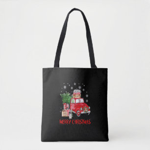 Tote Bag Joyeux Noël Vintage Wagon Rouge Camion Arbre Noël