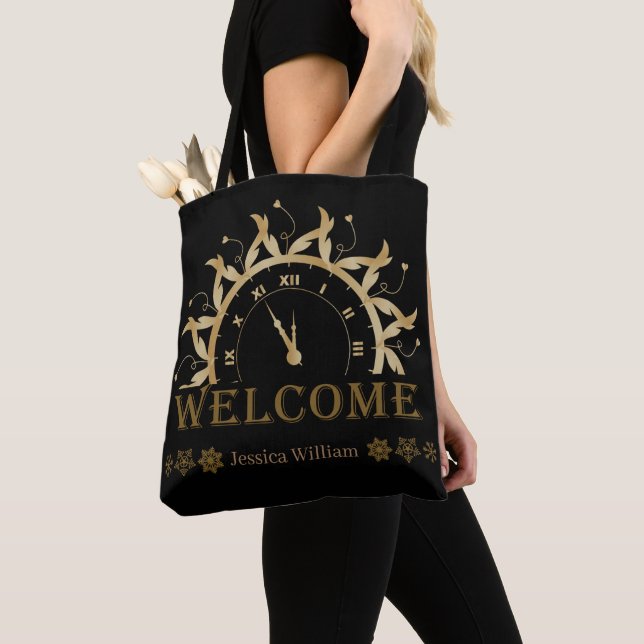 Tote Bag Joyeux Nouvel An 2023, Parties scintillant d'or Fe (De près)