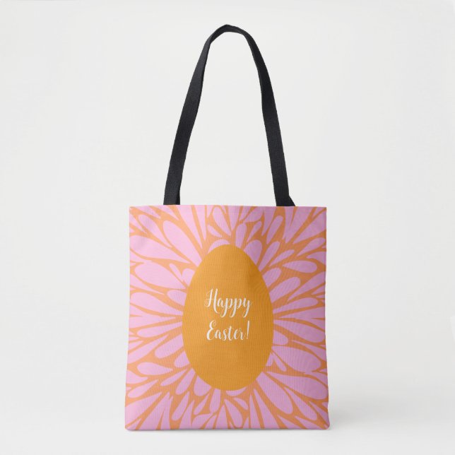 Tote Bag Joyeux OEuf d'orange de Pâques (Devant)