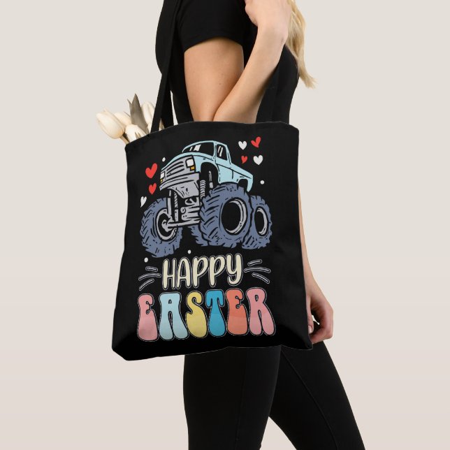 Tote Bag Joyeux oeufs de lapin de lapin de camion de monstr (De près)
