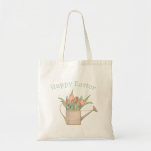 Tote Bag Joyeux Pâques, canne d'arrosage avec fleurs de pri