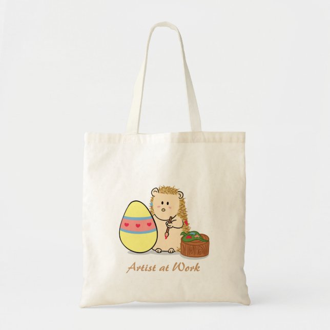 Tote Bag Joyeux Pâques : Joli oeuf de peinture de hérisson (Devant)