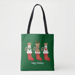 Tote Bag Joyeux Pawlidays Welsh Wire Fox Terrier Chiens