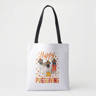 Tote Bag Joyeux Pugsgiving mignon Thanksgiving Carlin Chien