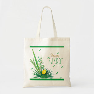 Tote Bag Joyeux Sukkot Lulav et Motif d'aquarelle Etrog