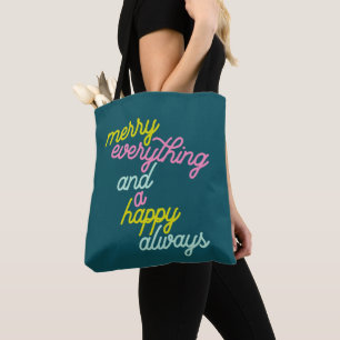 Tote Bag Joyeux Tout Heureux Toujours Menthe Sarcelle Vacan