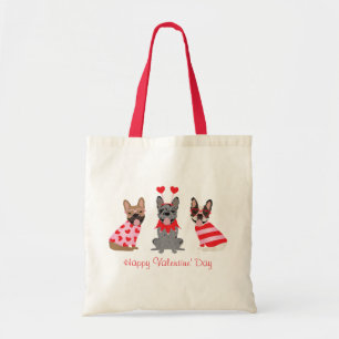 Tote Bag Joyeux Valentines Day Bulldogs français
