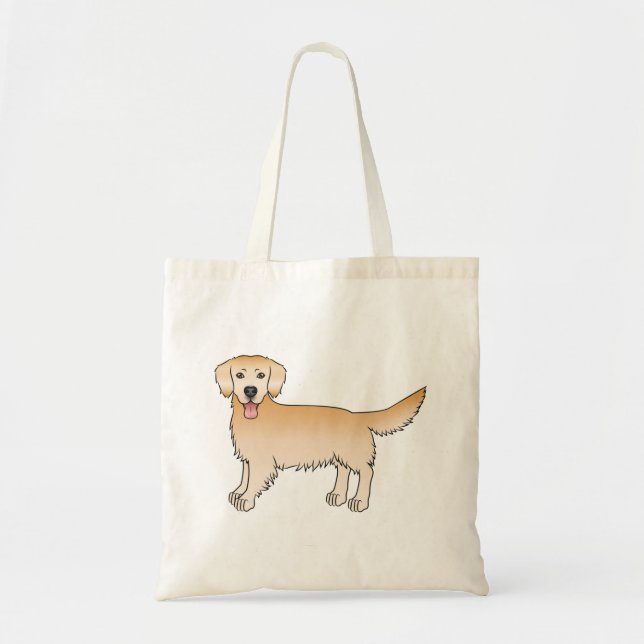 Tote Bag Joyeux Yellow Golden Retriever mignon chien de des (Devant)