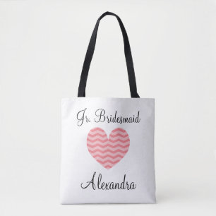 Tote Bag JR rose de corail demoiselle d'honneur de coeur de