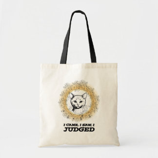 Tote Bag Judgy Cat Floral Design – I Came I Saw I Judged
